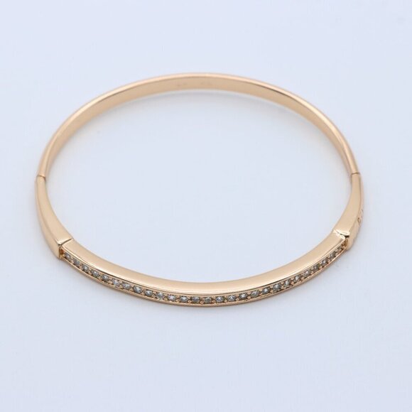 Elegant Rose Gold Bangle with Sparkling Stone Line Detailing, XPBL0441 - Picture 2 of 12